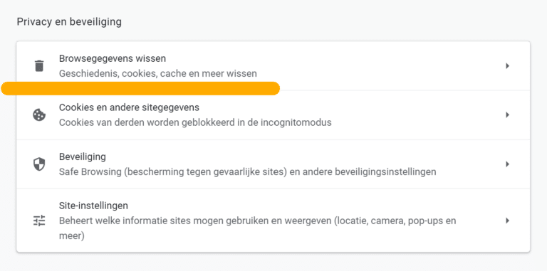 Google Browsergegevens wissen