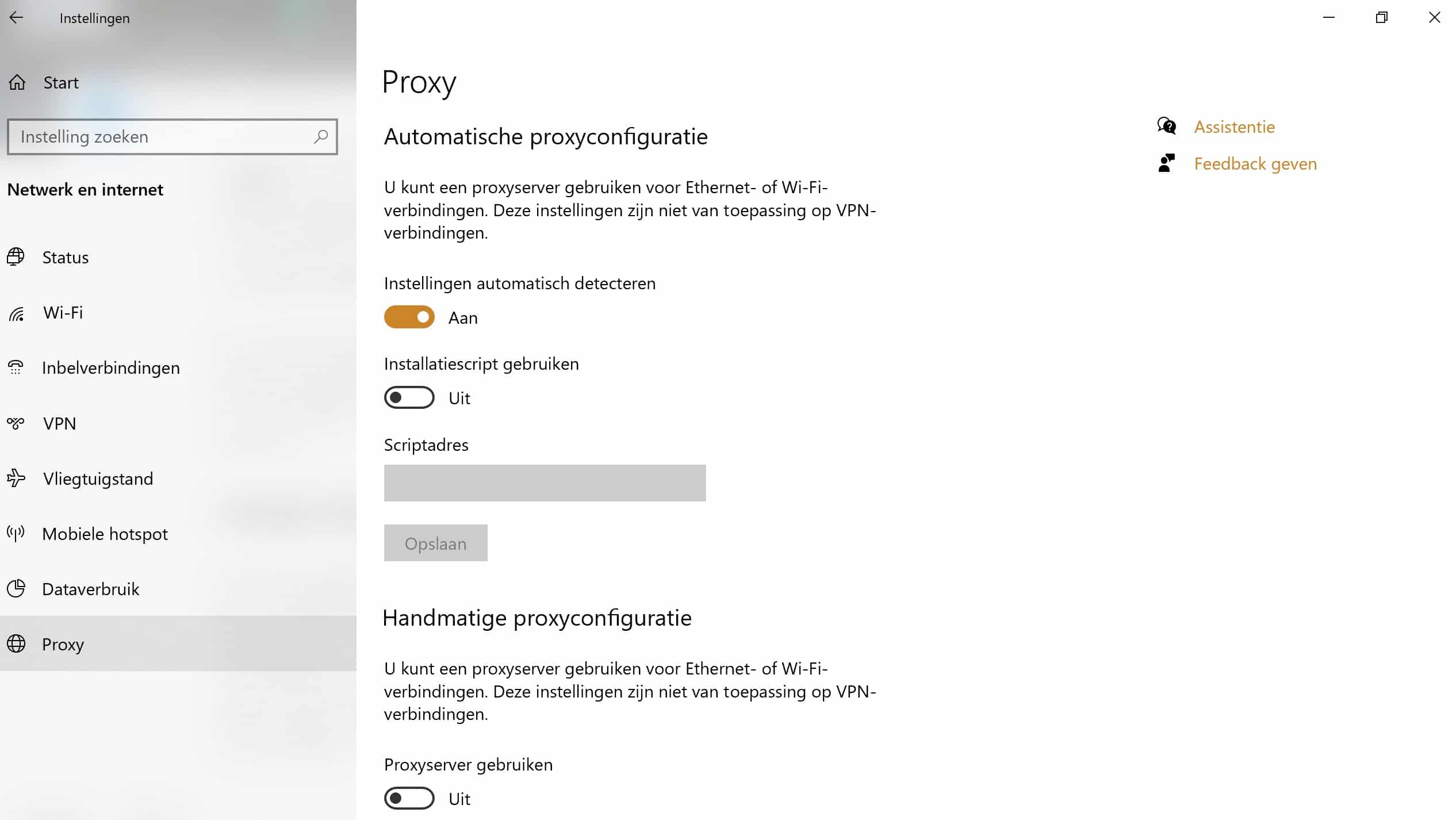Proxy instellingen Windows 10